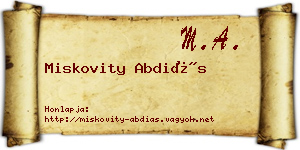 Miskovity Abdiás névjegykártya